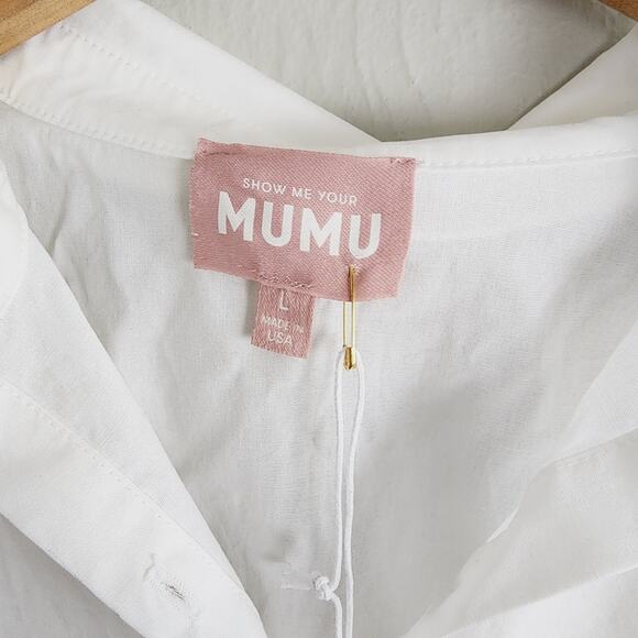 NWT Show Me Your Mumu White Count On Me Collar Crop Top Poplin L - Picture 7 of 12